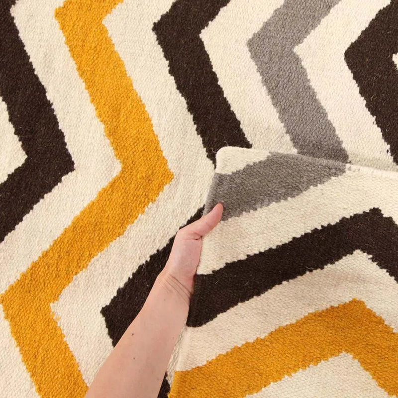 Nomad-Flat Weave Design Rug Yellow Brown