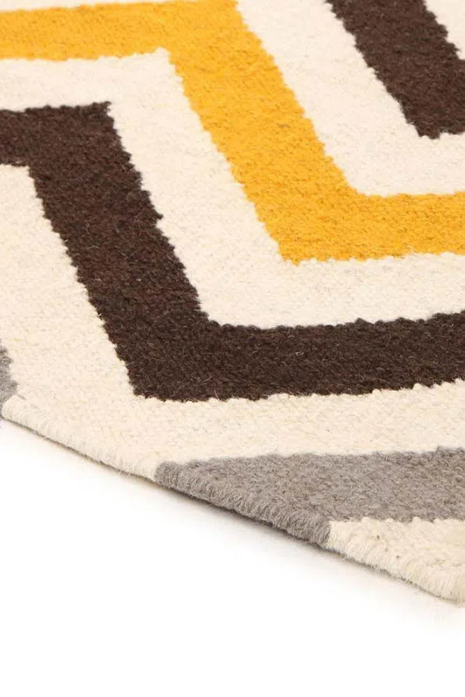 Nomad-Flat Weave Design Rug Yellow Brown