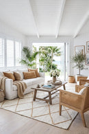 Noosa 222 White Rug — AI styled visualisation