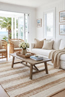 Noosa 555 Natural White Rug — AI styled visualisation