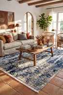 Rosalind Vintage Denim Rug — AI styled visualisation