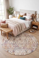 Oasis Ismail Multi Grey Rustic Round Rug — AI styled visualisation