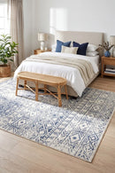 Oasis Ismail White Blue Rustic Rug — AI styled visualisation