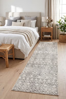 Oasis Ismail White Grey Rustic Runner Rug — AI styled visualisation