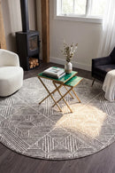 Oasis Kenza Contemporary Silver Round Rug — AI styled visualisation
