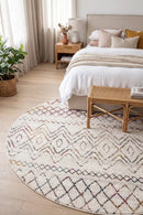 Oasis Nadia Multi Rustic Tribal Round Rug — AI styled visualisation