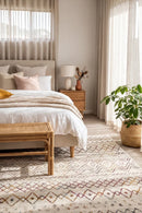 Oasis Nadia Multi Rustic Tribal Rug — AI styled visualisation
