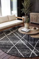 Oasis Noah Charcoal Contemporary Round Rug — AI styled visualisation