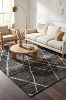 Oasis Noah Charcoal Contemporary Rug — AI styled visualisation