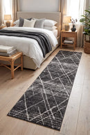Oasis Noah Charcoal Contemporary Runner Rug — AI styled visualisation