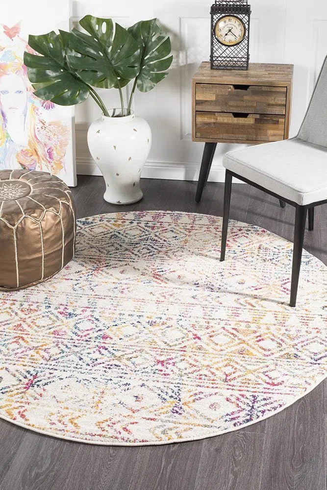 Oasis-Oasis Ismail Multi Grey Rustic Round Rug