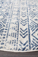 Oasis-Oasis Ismail White Blue Rustic Round Rug