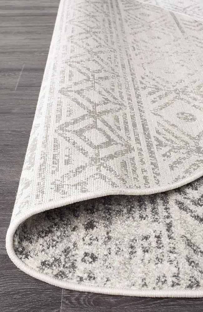 Oasis-Oasis Ismail White Grey Rustic Round Rug
