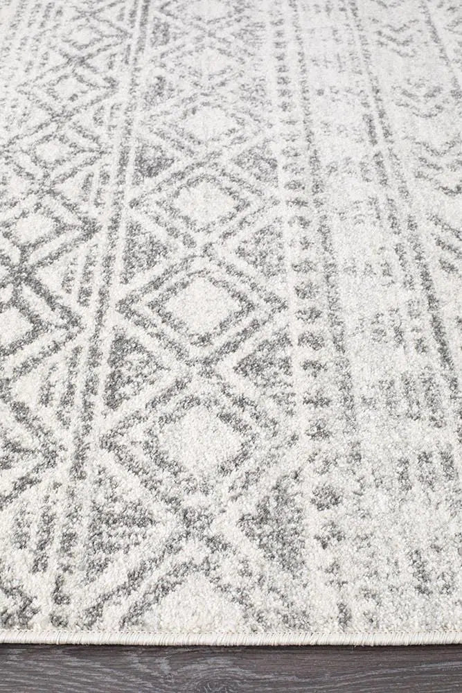 Oasis-Oasis Ismail White Grey Rustic Runner Rug