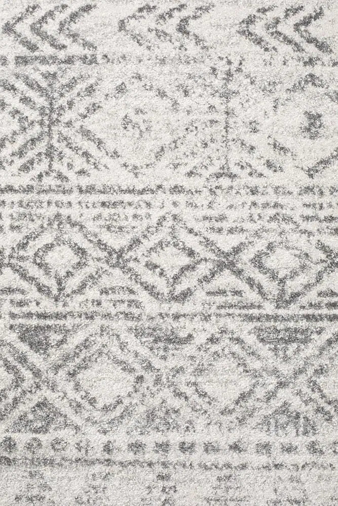 Oasis-Oasis Ismail White Grey Rustic Runner Rug