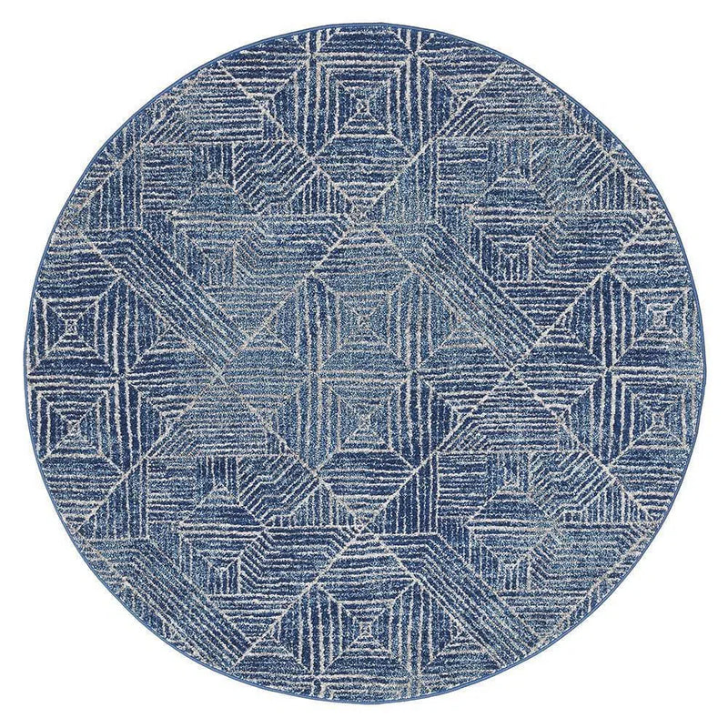Oasis-Oasis Kenza Contemporary Navy Round Rug