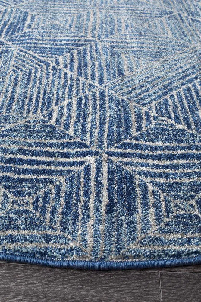 Oasis-Oasis Kenza Contemporary Navy Round Rug