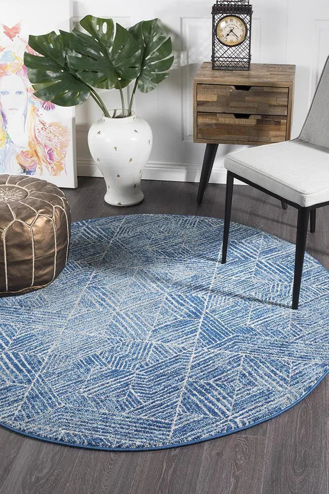 Oasis-Oasis Kenza Contemporary Navy Round Rug