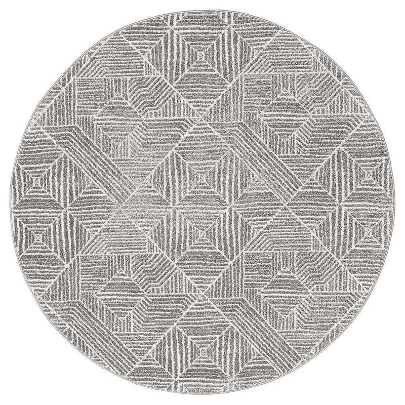 Oasis-Oasis Kenza Contemporary Silver Round Rug