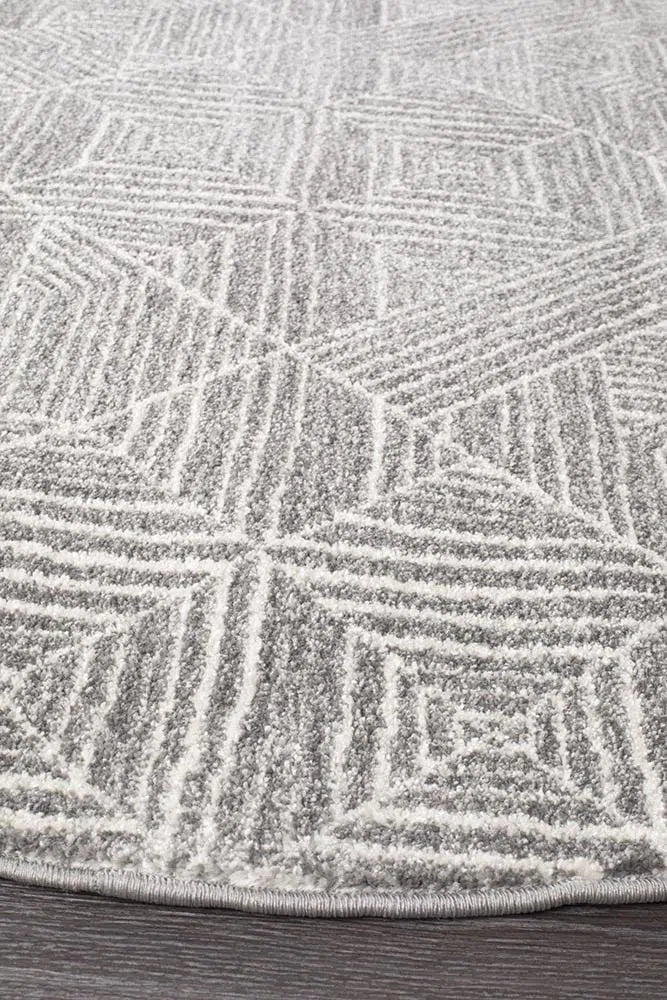 Oasis-Oasis Kenza Contemporary Silver Round Rug