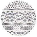 Oasis-Oasis Nadia White Blue Rustic Tribal Round Rug