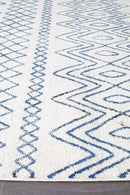 Oasis-Oasis Nadia White Blue Rustic Tribal Runner Rug