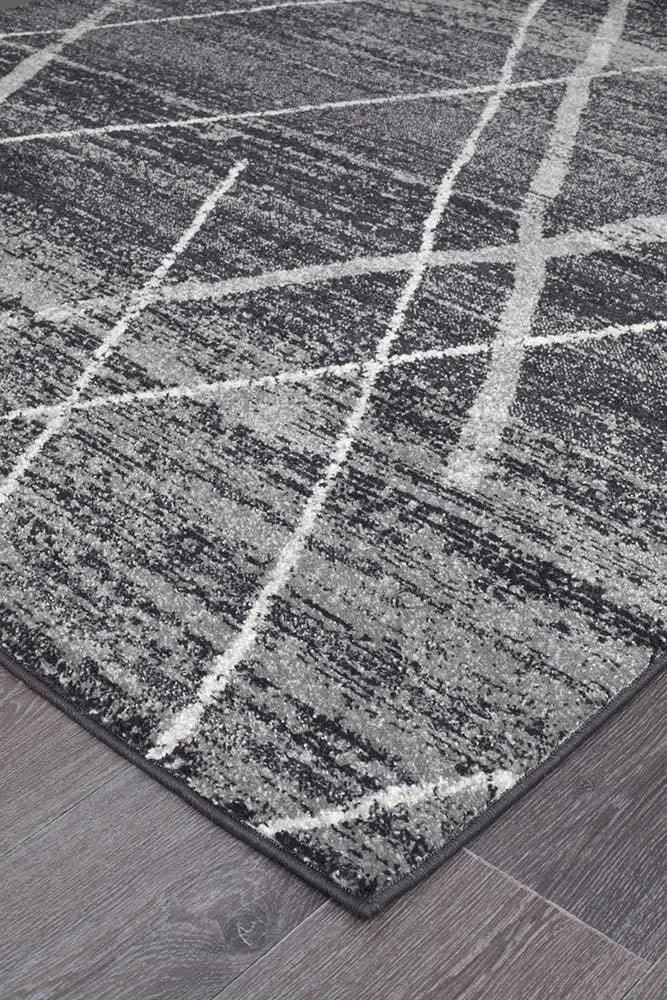 Oasis-Oasis Noah Charcoal Contemporary Runner Rug