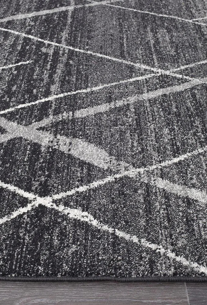 Oasis-Oasis Noah Charcoal Contemporary Runner Rug
