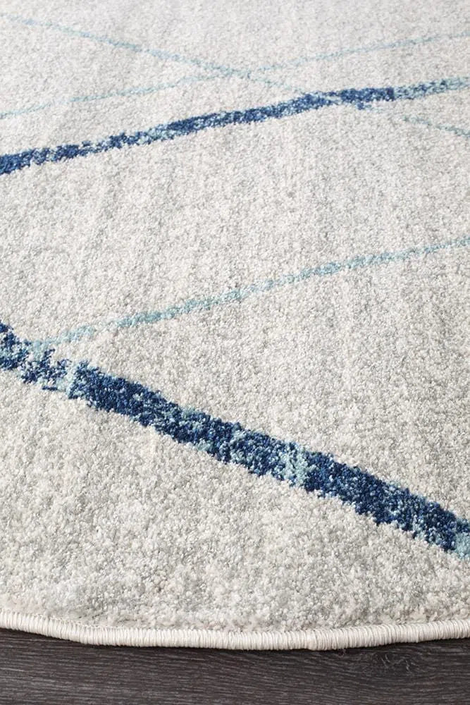 Oasis-Oasis Noah White Blue Contemporary Round Rug