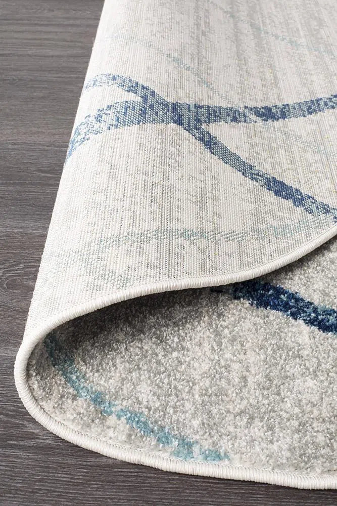 Oasis-Oasis Noah White Blue Contemporary Round Rug