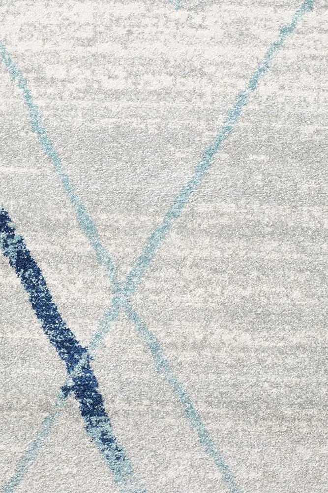 Oasis-Oasis Noah White Blue Contemporary Runner Rug