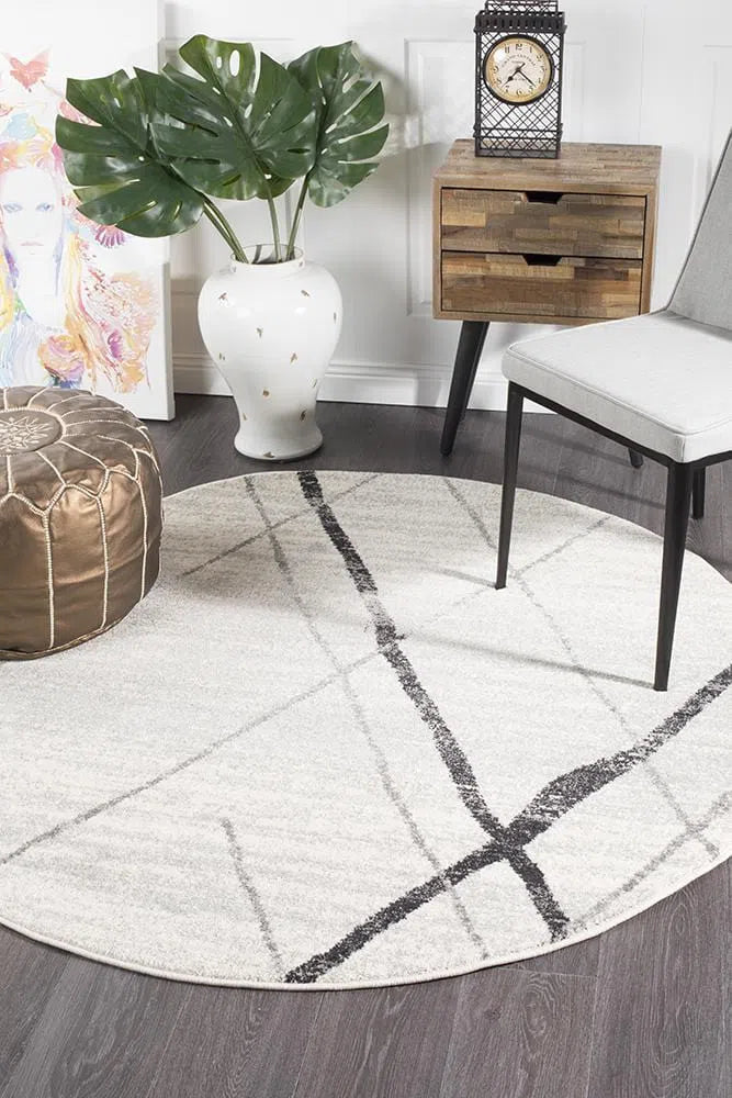 Oasis-Oasis Noah White Grey Contemporary Round Rug
