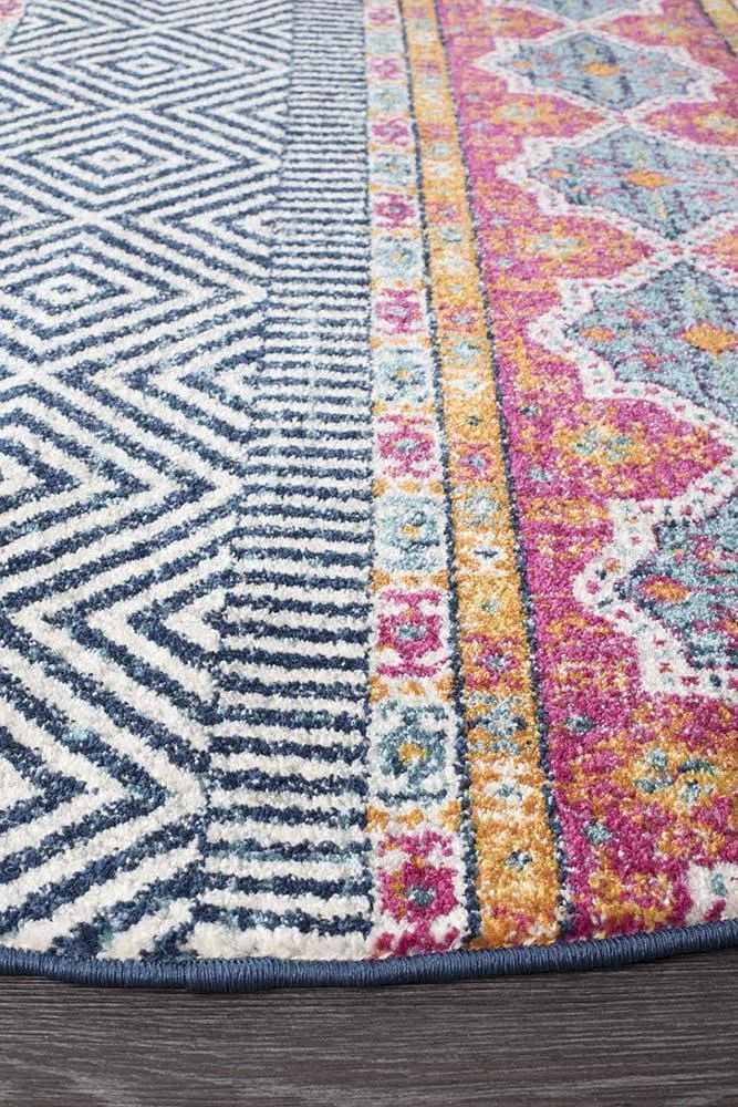 Oasis-Oasis Sabrina Multi Tribal Round Rug