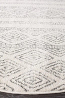 Oasis-Oasis Salma White And Grey Tribal Round Rug
