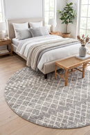 Oasis Selma Silver Tribal Round Rug — AI styled visualisation
