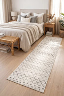 Oasis Selma White Grey Tribal Runner Rug — AI styled visualisation