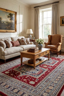 Zeus Red Medallion Rug — AI styled visualisation