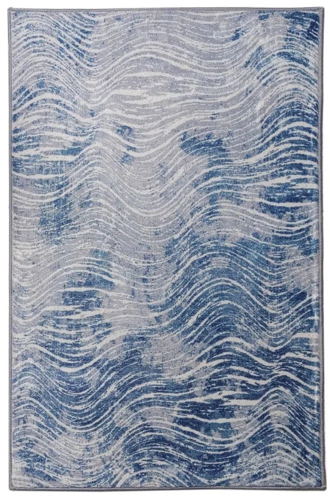 Shikhar Blue Machine Washable Rug