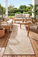 Patio Misty Natural Indoor Outdoor Runner Rug — styled outdoor setting