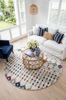 Peggy Tribal Morrocan Style Multi Round Rug — AI styled visualisation