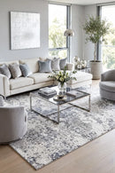 Prisma Denim Blue Rug — AI styled visualisation