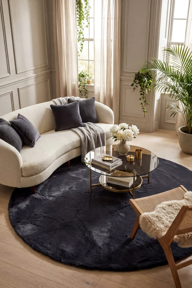 Pony Black Round Rug — AI styled visualisation