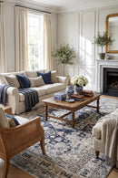 Providence Brushed Traditional Blue Rug — AI styled visualisation