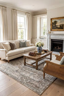 Providence Vine Traditional Grey Cream Rug — AI styled visualisation