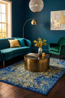Radiance 411 Royal Blue Rug — AI styled visualisation