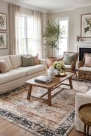Rann Multicolour Traditional Distressed Rug — AI styled visualisation