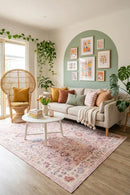 Revive Amira Pink Washable Rug — AI styled visualisation