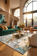 Revive Zane Marine Washable Rug — AI styled visualisation