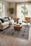 Rhythm Dance Charcoal Rug — AI styled visualisation