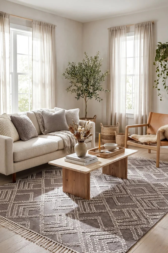 Rhythm Symphony Grey Rug — AI styled visualisation